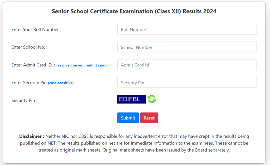 cbse class 12th result 2024 link